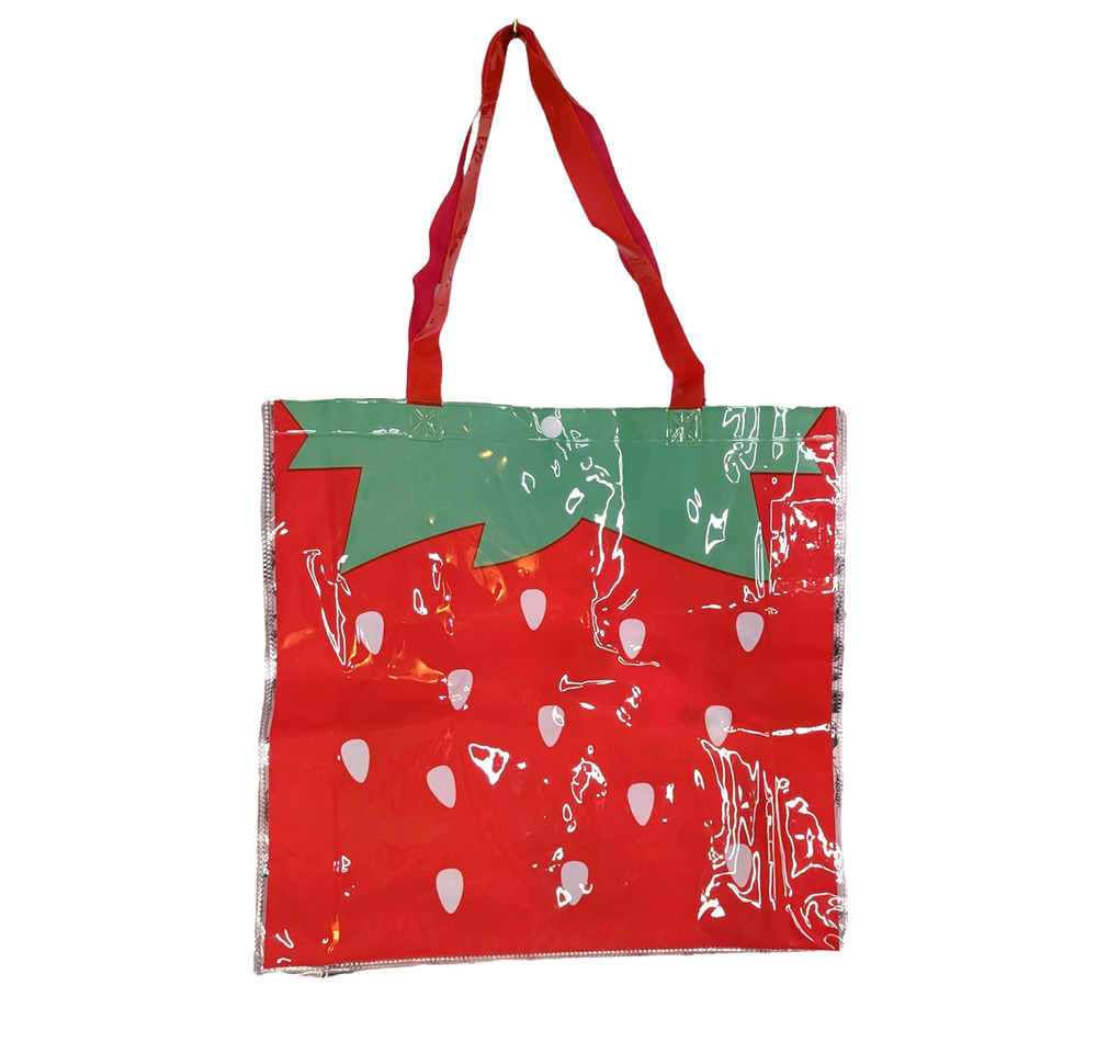 NWT Large Vinyl Transparent Strawberry Fruit Tote Bag Spring Summer Fruitcore